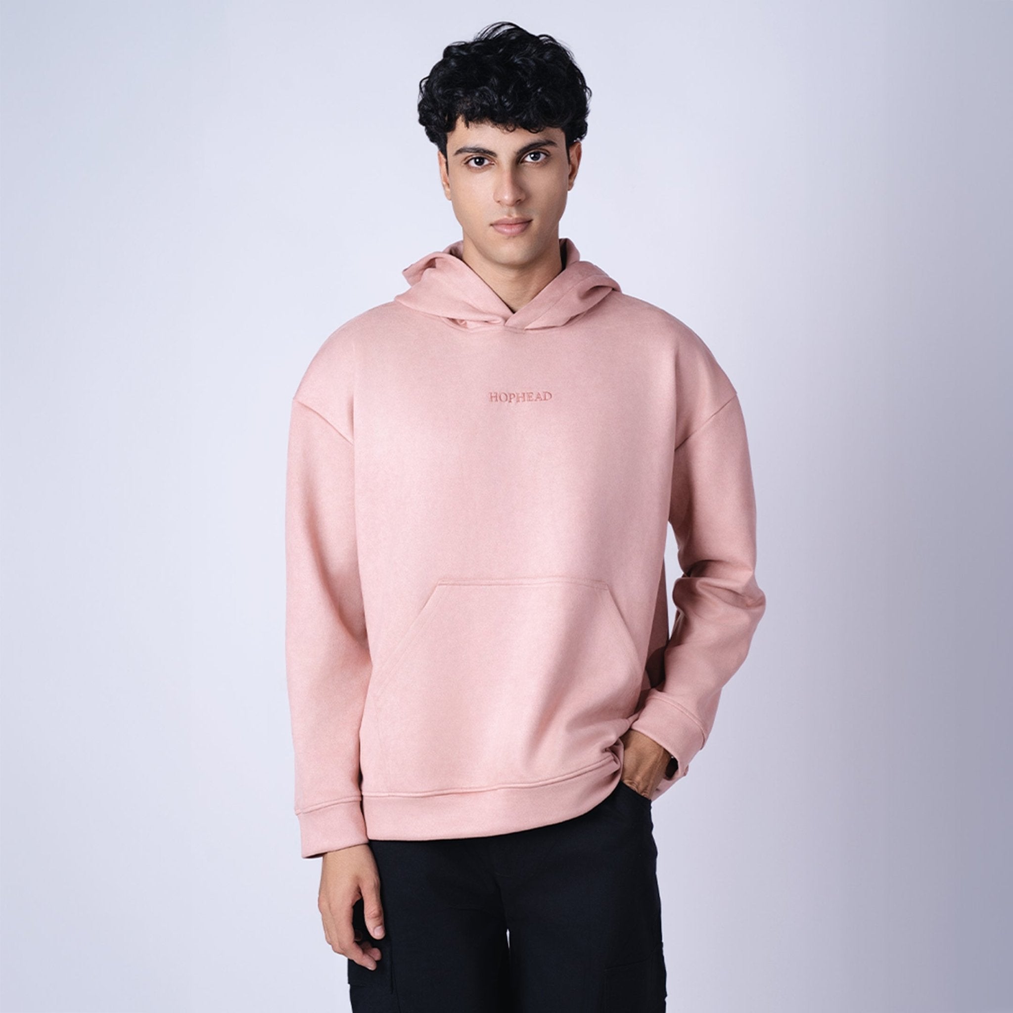 CORAL PINK OVERSIZED SUEDE HOODIE - Hophead