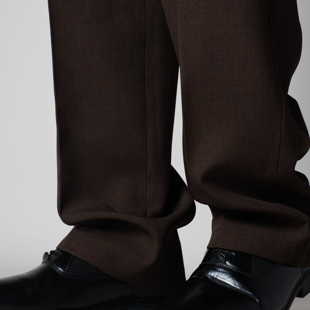 DARK BROWN LONG FLAP BELT TROUSER - Hophead