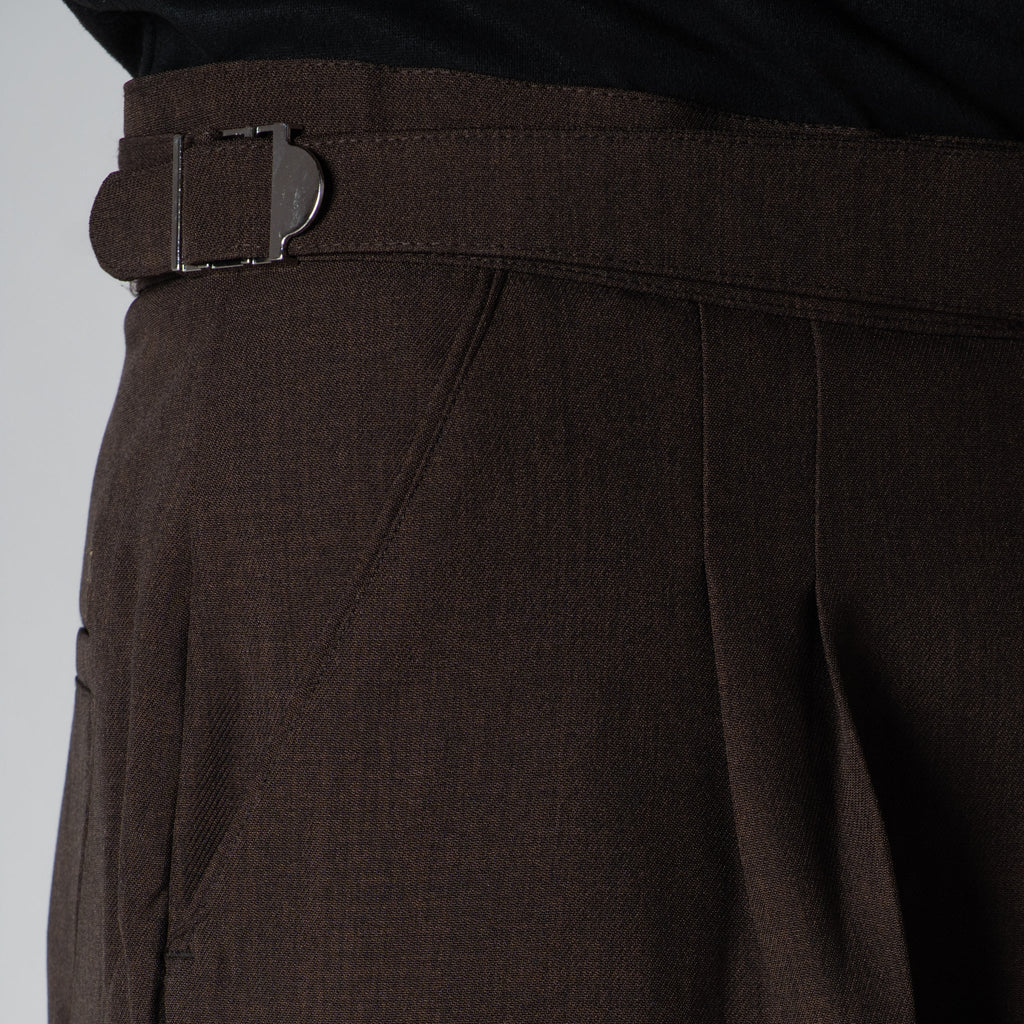 DARK BROWN LONG FLAP BELT TROUSER - Hophead
