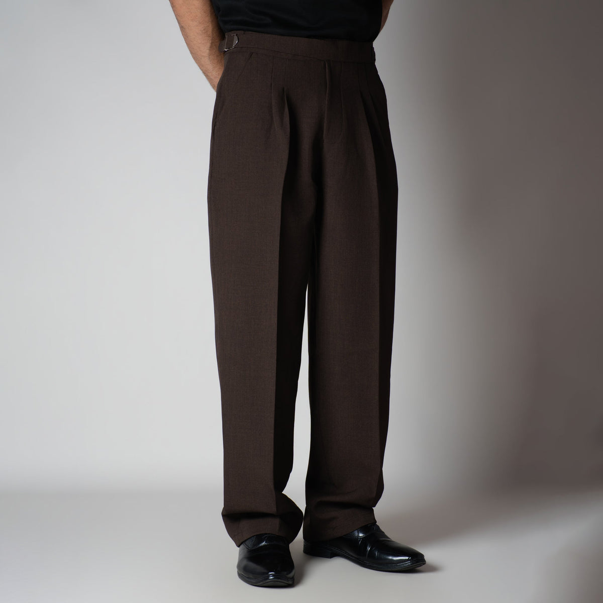 DARK BROWN LONG FLAP BELT TROUSER - Hophead