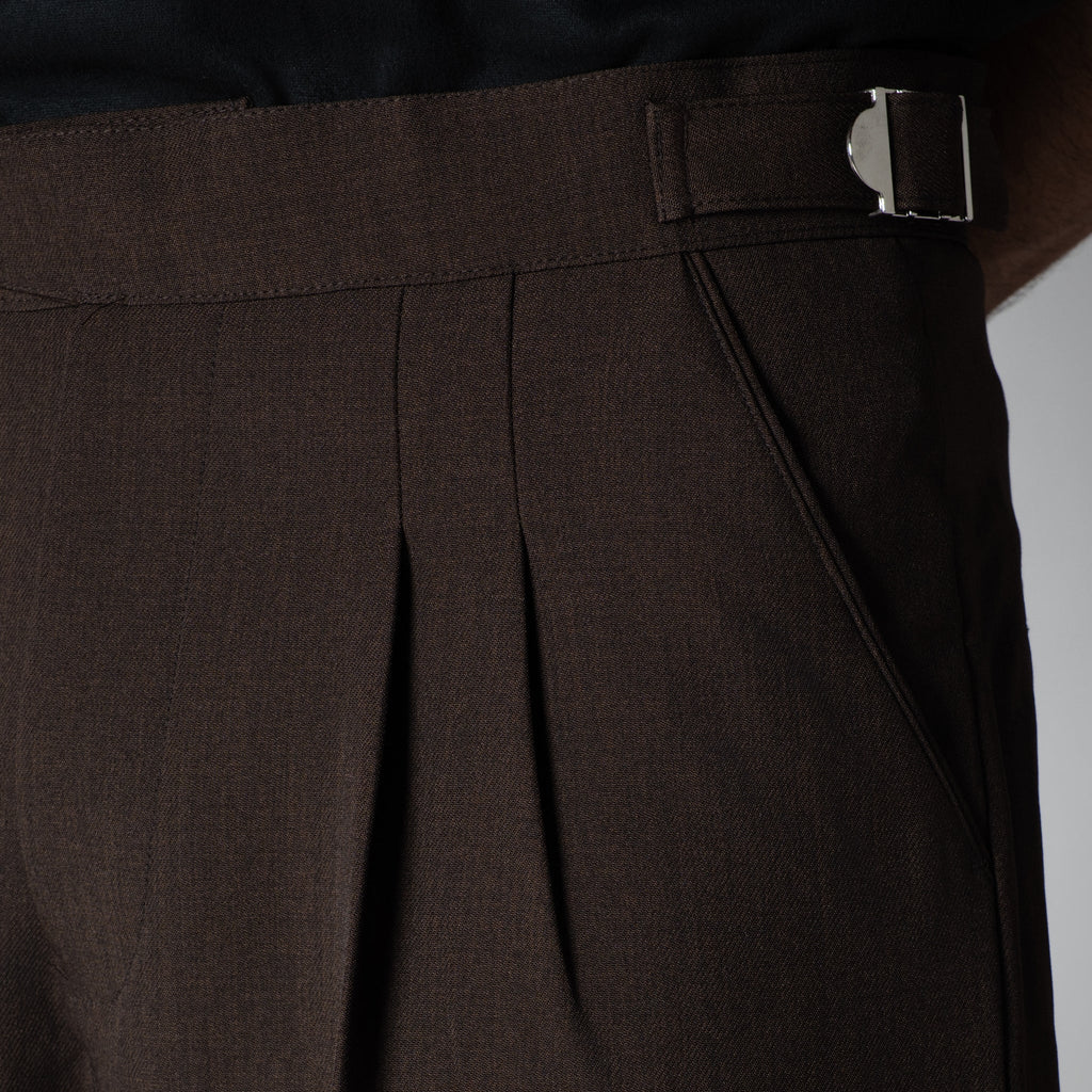 DARK BROWN LONG FLAP BELT TROUSER - Hophead
