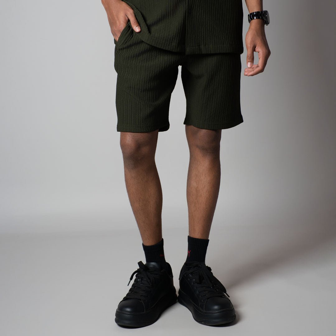 DARK GREEN STRIPPED TEXTURED CO - ORD SET - Hophead