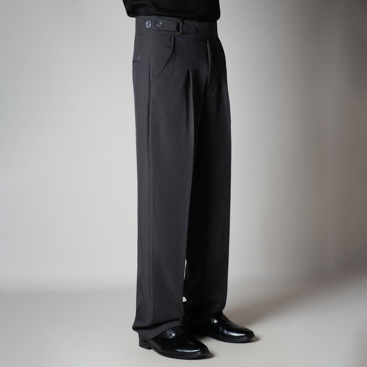 DARK GREY D-RING ITALIAN STYLE TROUSER - Hophead