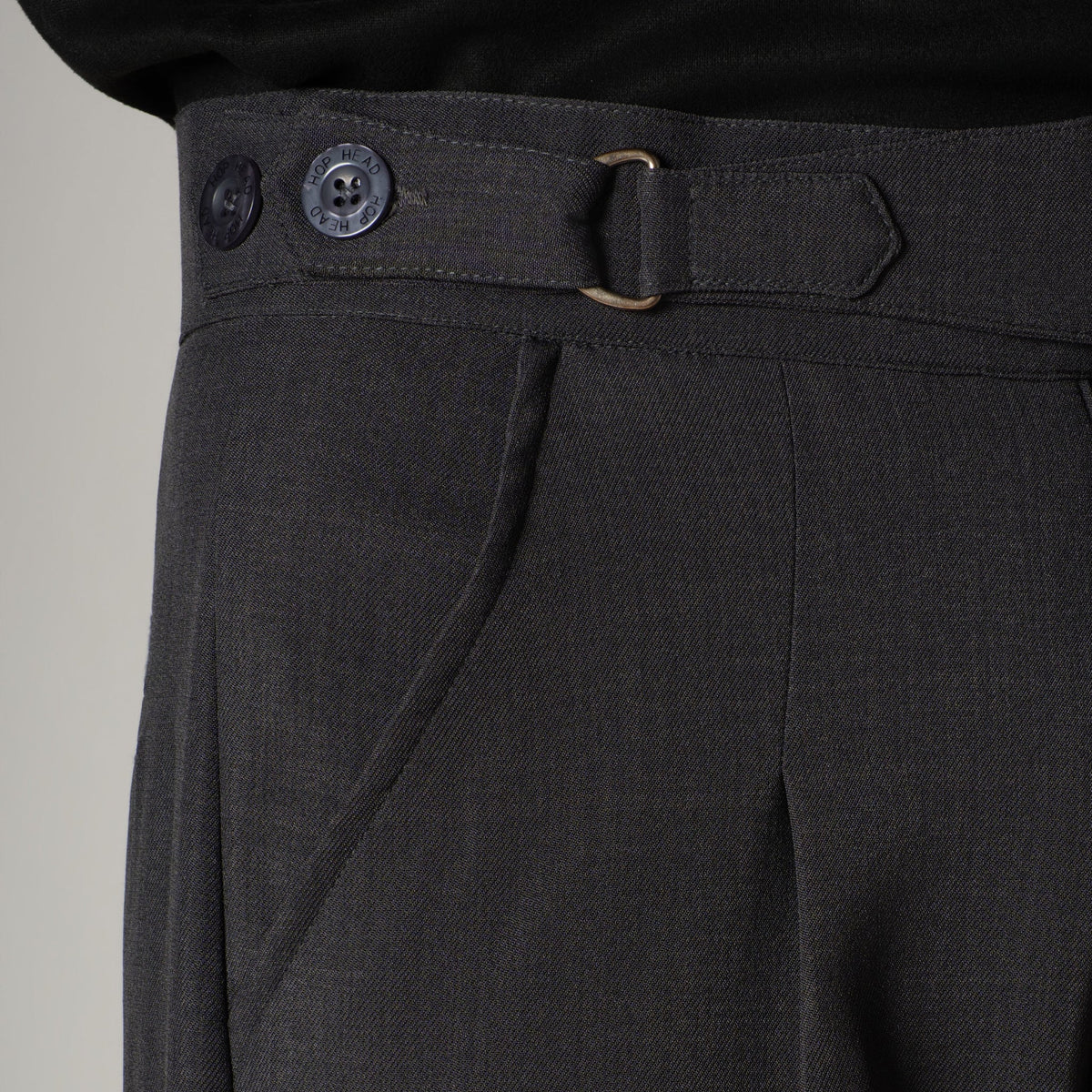 DARK GREY D-RING ITALIAN STYLE TROUSER - Hophead