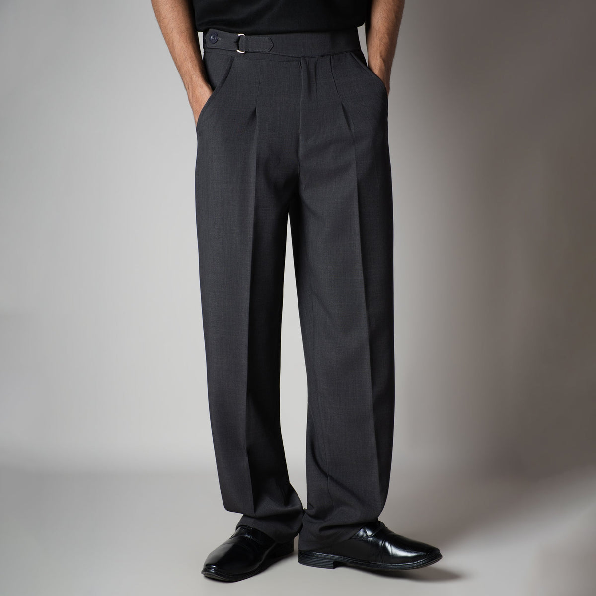 DARK GREY D-RING ITALIAN STYLE TROUSER - Hophead