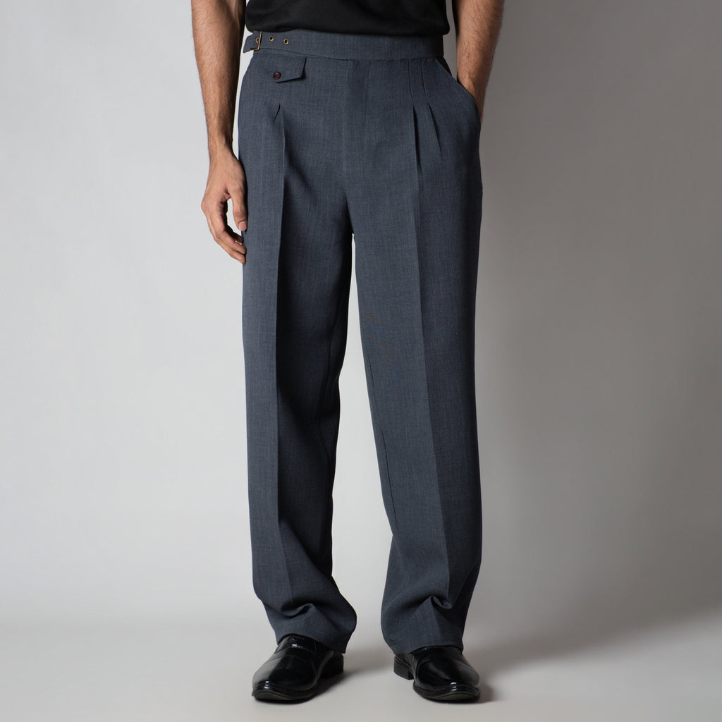 DARK GREY VINTAGE BUCKLE PLEATED TROUSER - Hophead