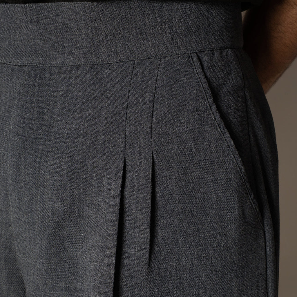 DARK GREY VINTAGE BUCKLE PLEATED TROUSER - Hophead