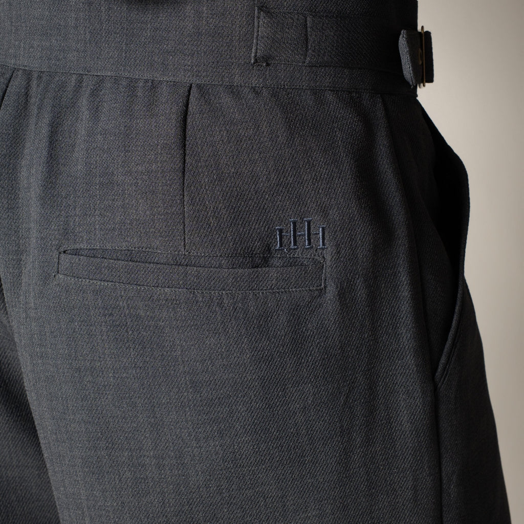 DARK GREY VINTAGE BUCKLE PLEATED TROUSER - Hophead