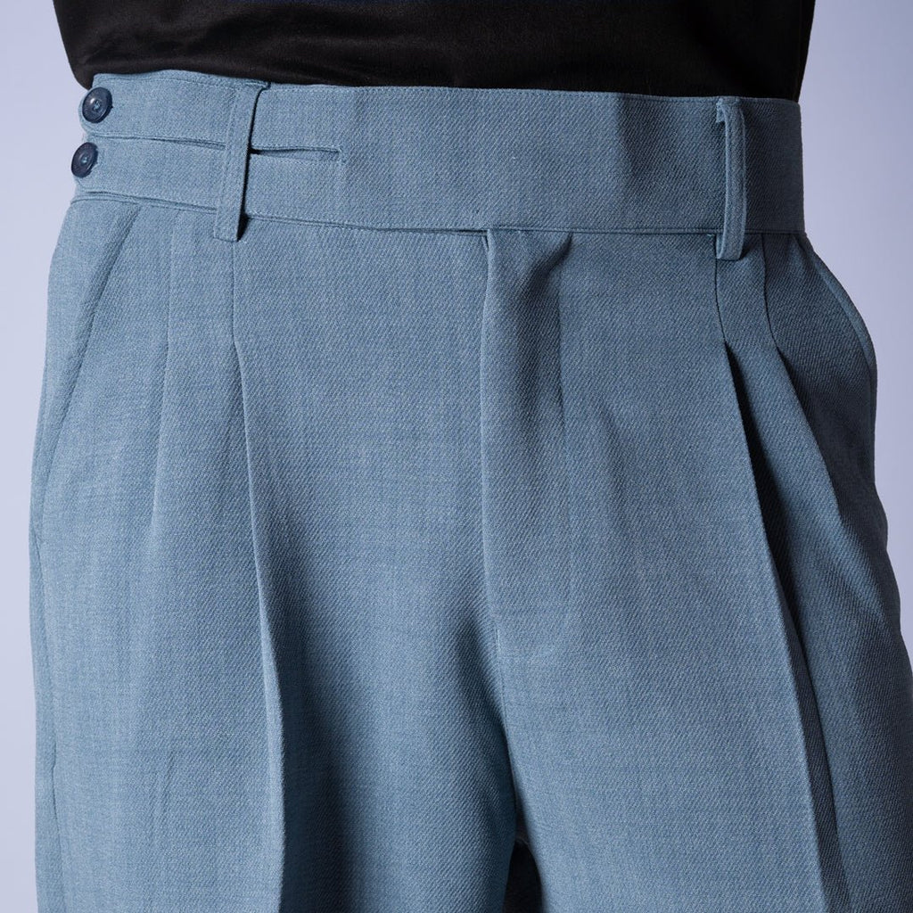 DUSTY BLUE DOUBLE FLAP TROUSER - Hophead
