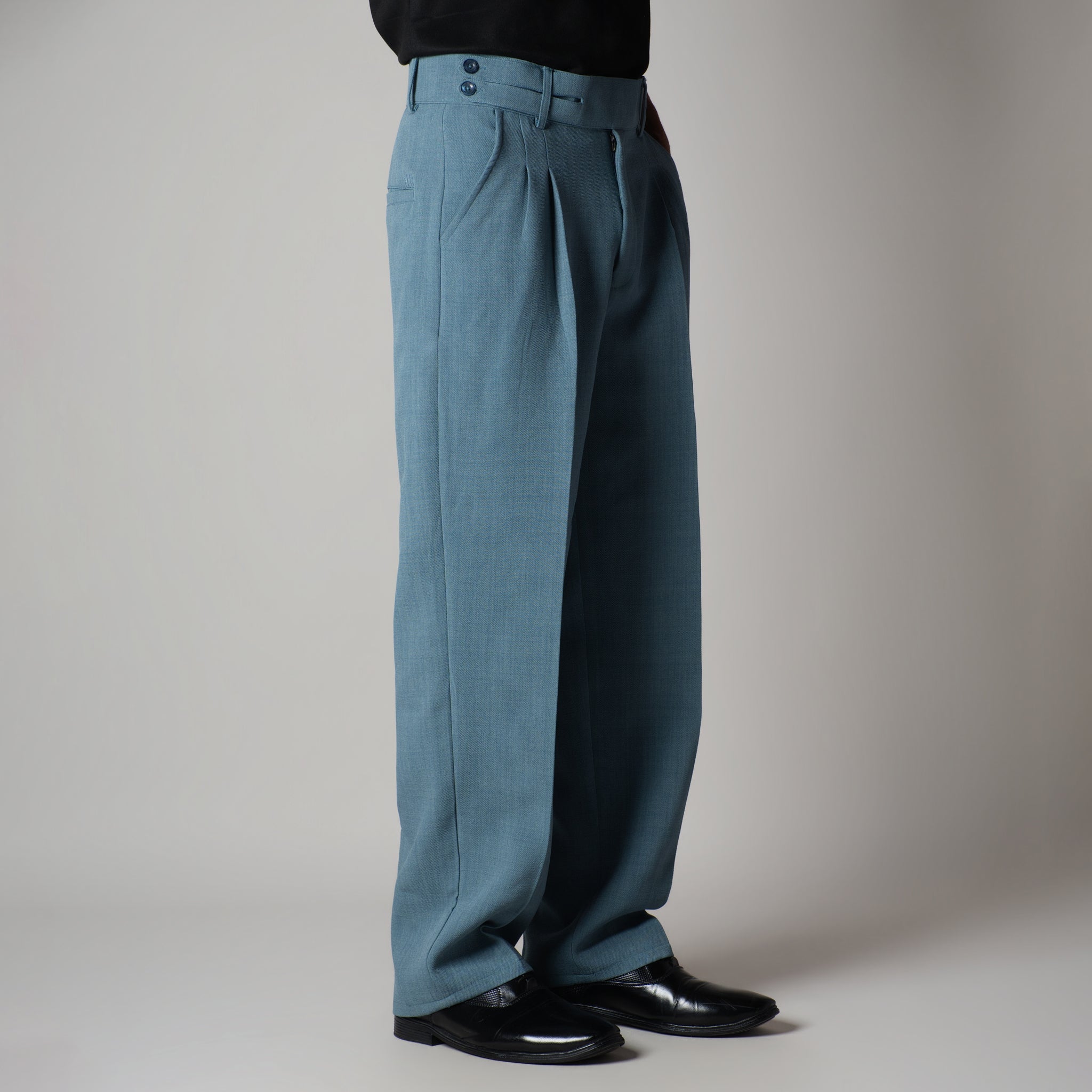 DUSTY BLUE DOUBLE FLAP TROUSER - Hophead