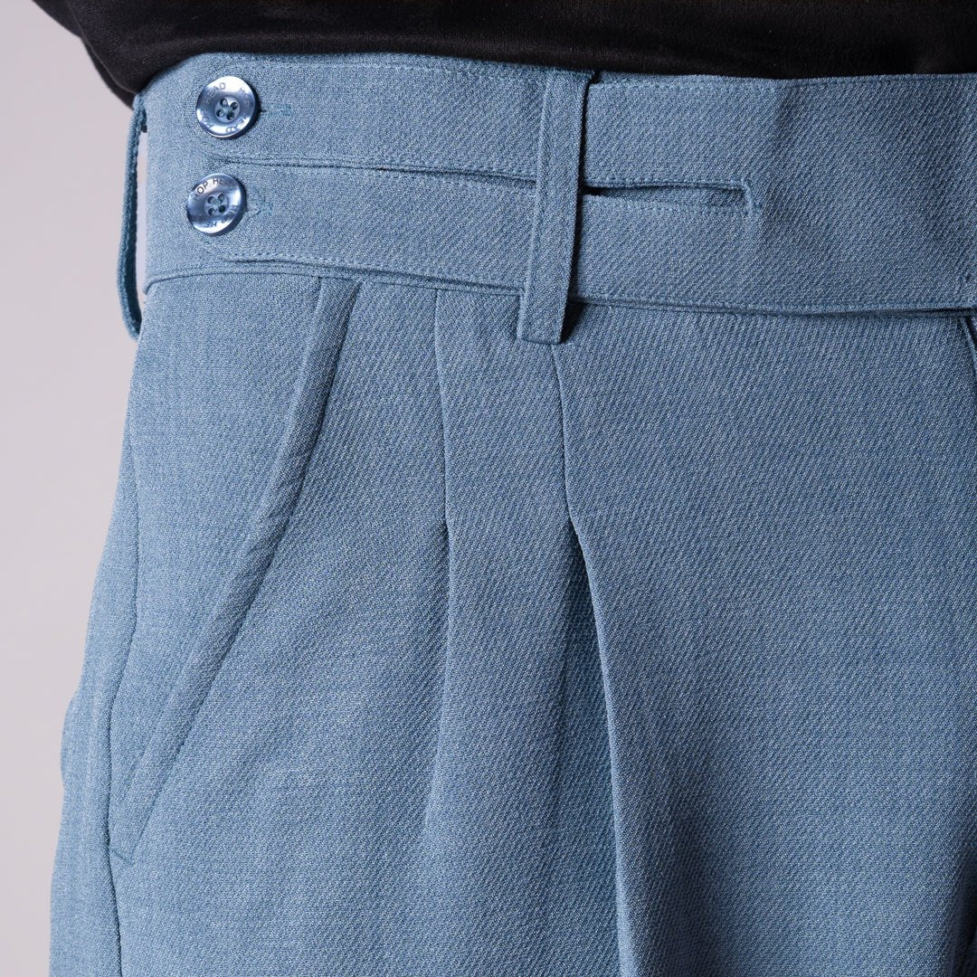 DUSTY BLUE DOUBLE FLAP TROUSER - Hophead