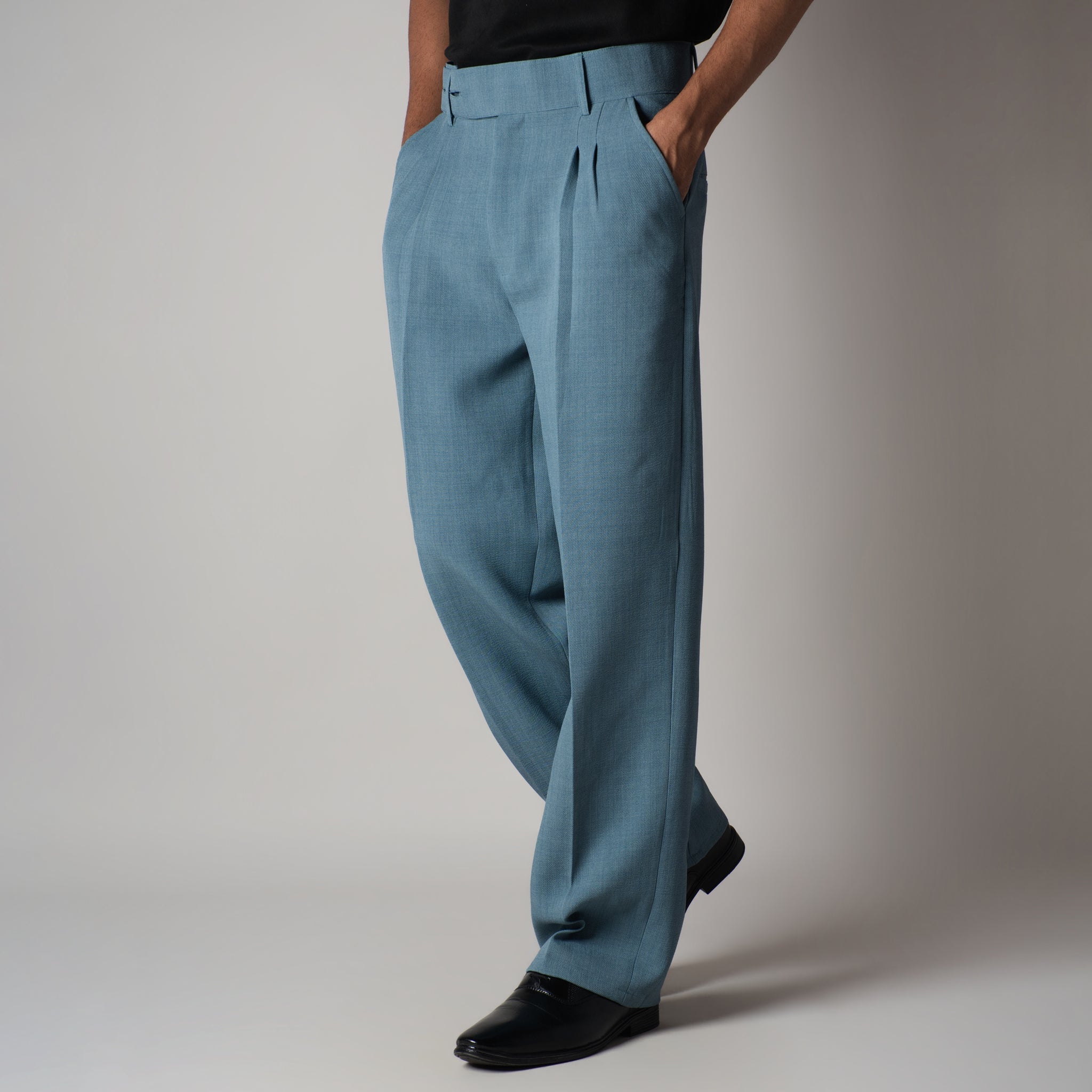 DUSTY BLUE DOUBLE FLAP TROUSER - Hophead
