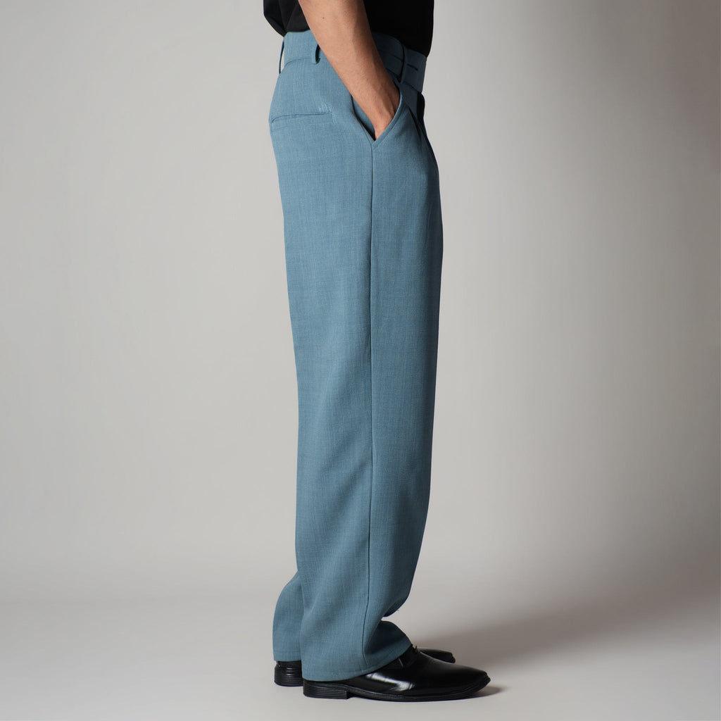 DUSTY BLUE DOUBLE FLAP TROUSER - Hophead