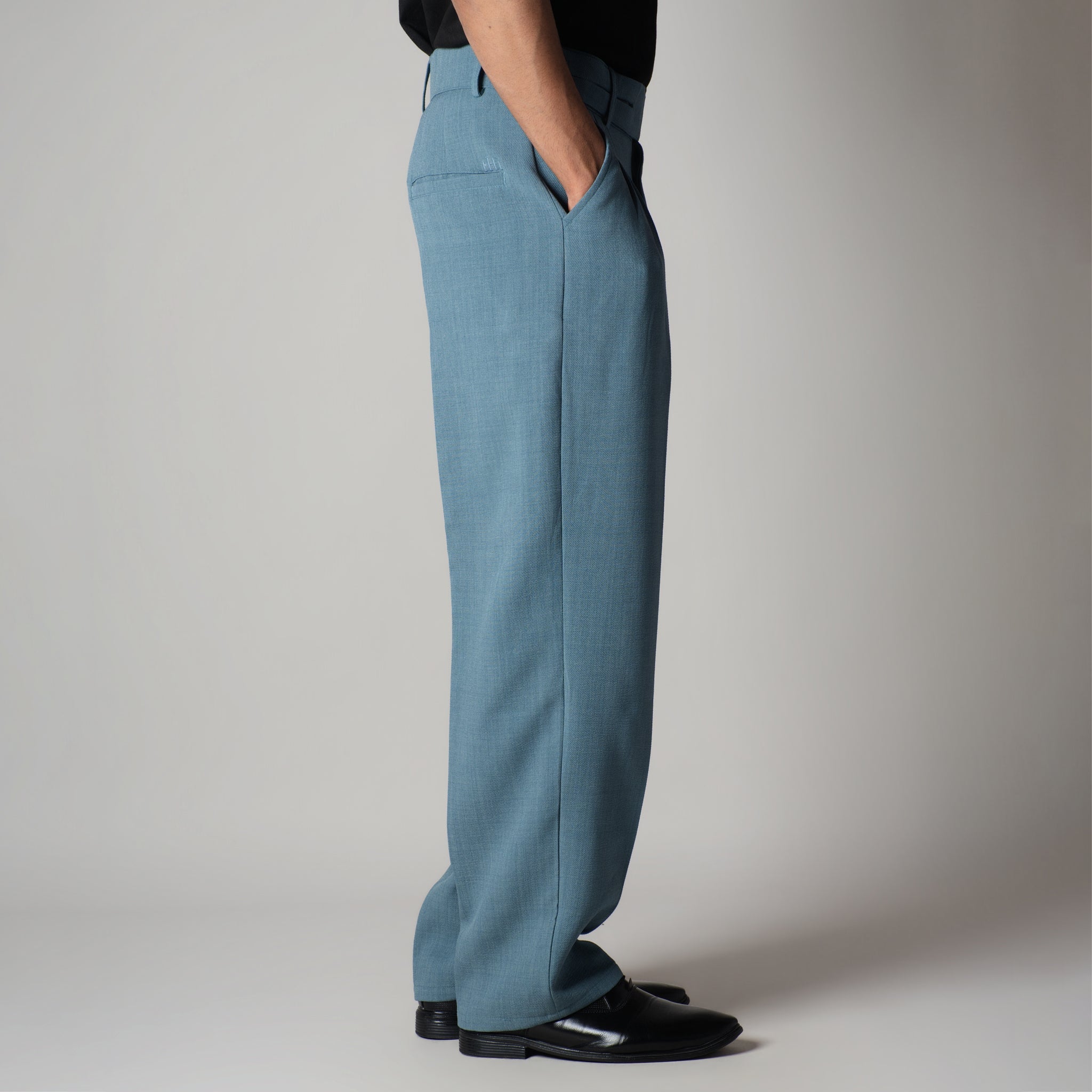 DUSTY BLUE DOUBLE FLAP TROUSER - Hophead