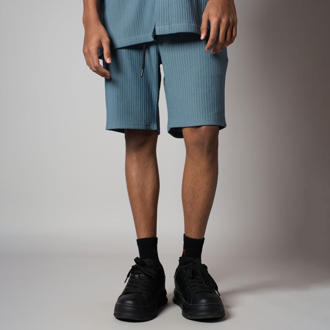 DUSTY BLUE STRIPPED TEXTURED CO - ORD SET - Hophead