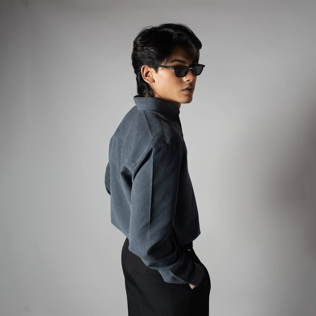 DUSTY BLUE SUEDE LASER LUXE SHIRT - Hophead