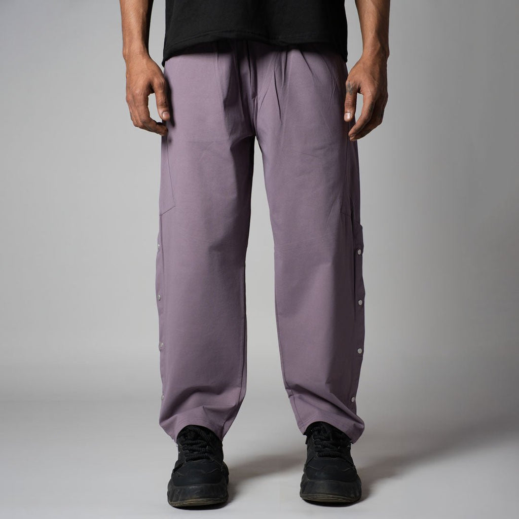 DUSTY PURPLE BUTTON DOWN CARGO SWEATPANTS - Hophead