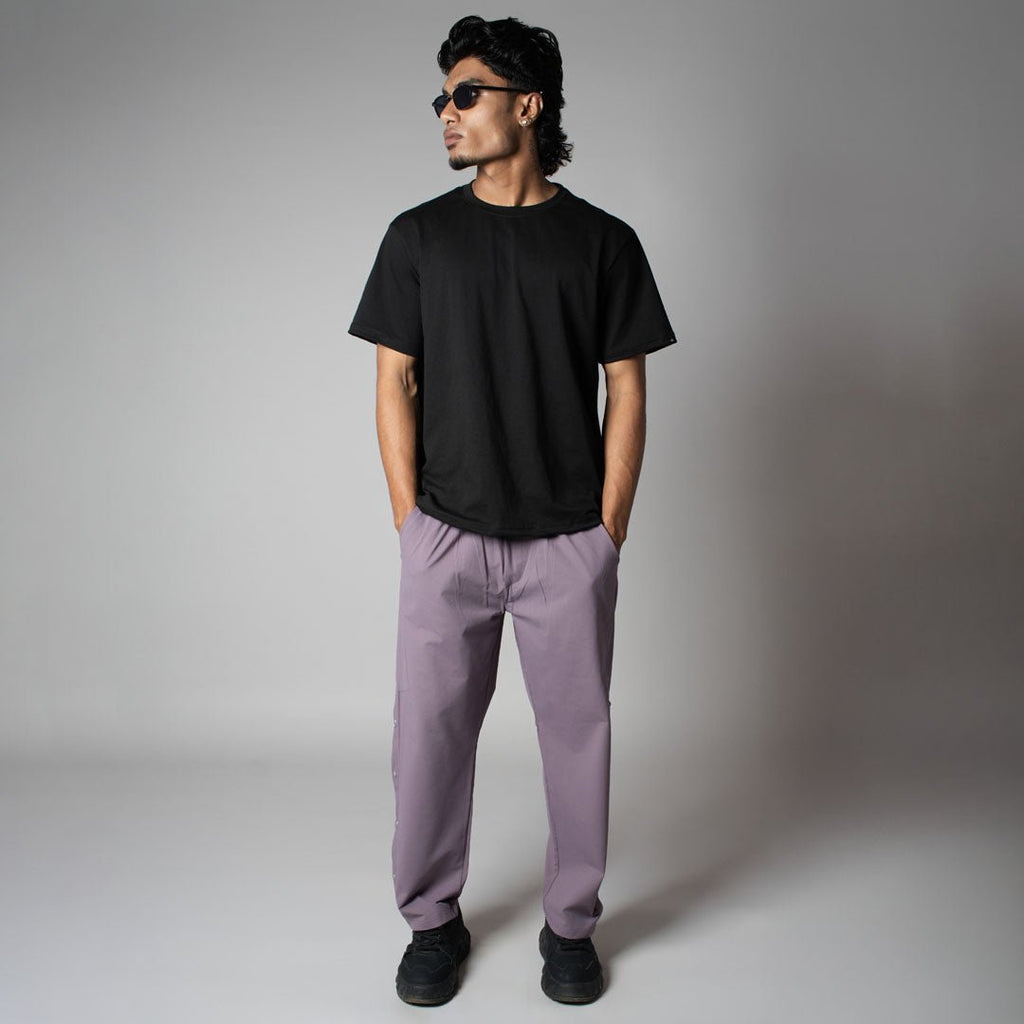 DUSTY PURPLE BUTTON DOWN CARGO SWEATPANTS - Hophead