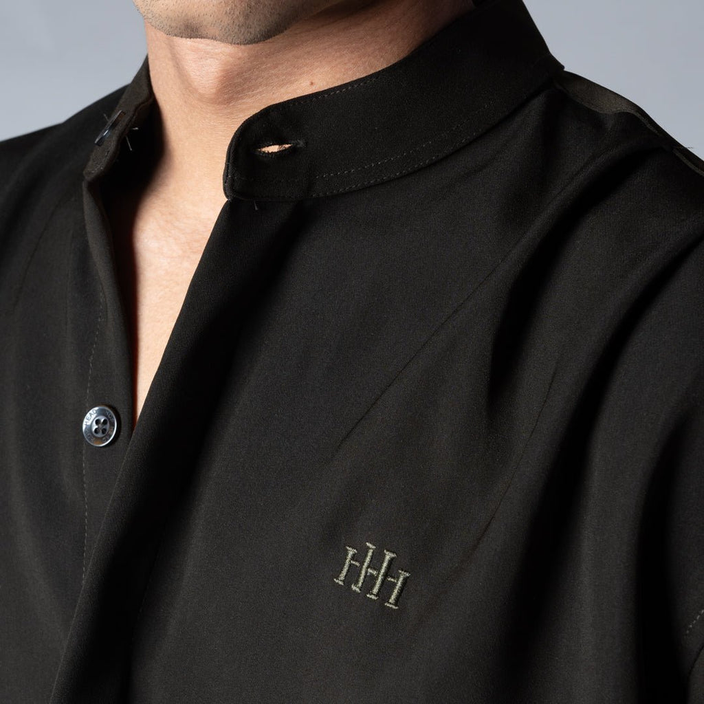 EARTHY OLIVE CHINESE COLLAR SHIRT - Hophead