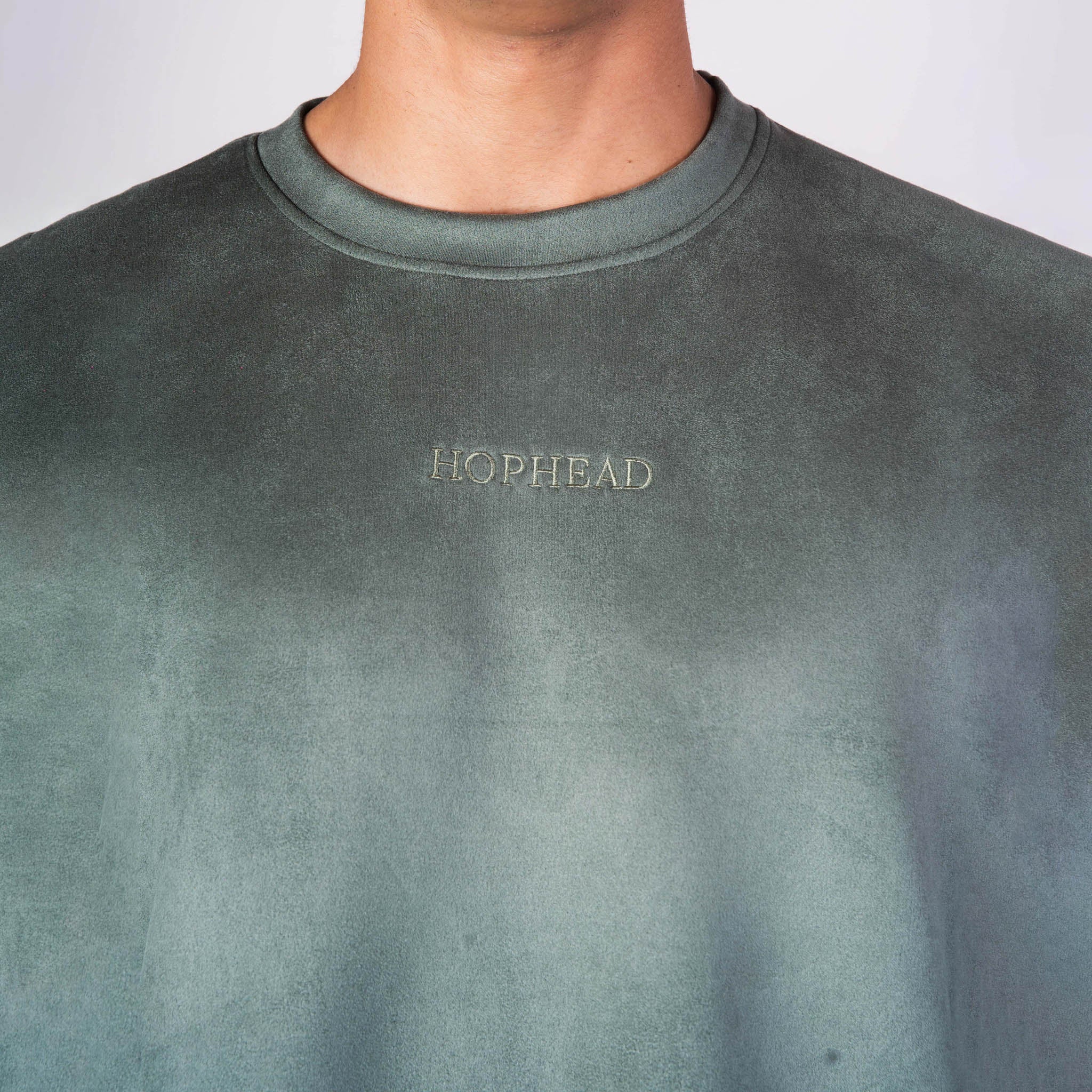 EMERALD GREEN EMBROIDERED SUEDE T - SHIRT - Hophead