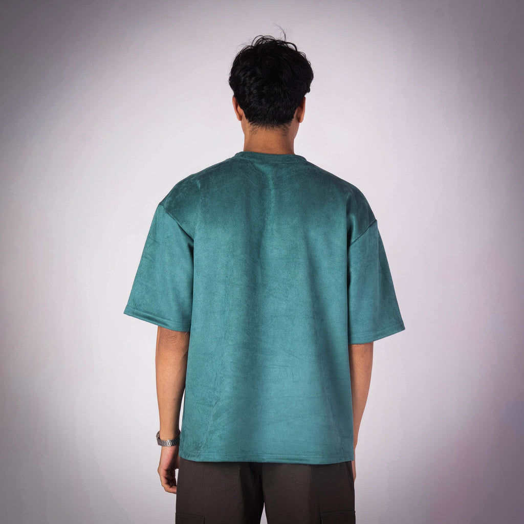 FOREST GREEN EMBROIDERED SUEDE T - SHIRT - Hophead