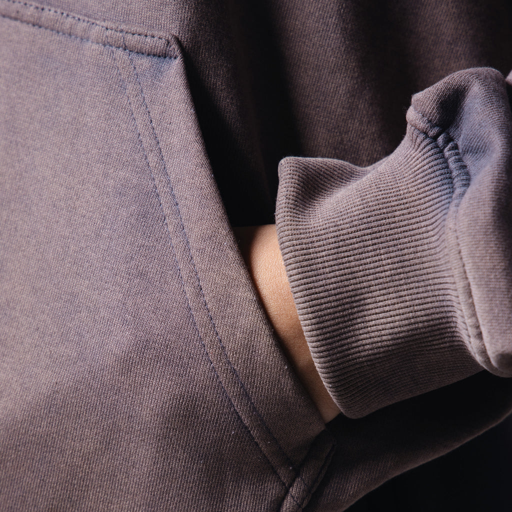 FOSSIL GREY ACID WASH HOODIE - Hophead