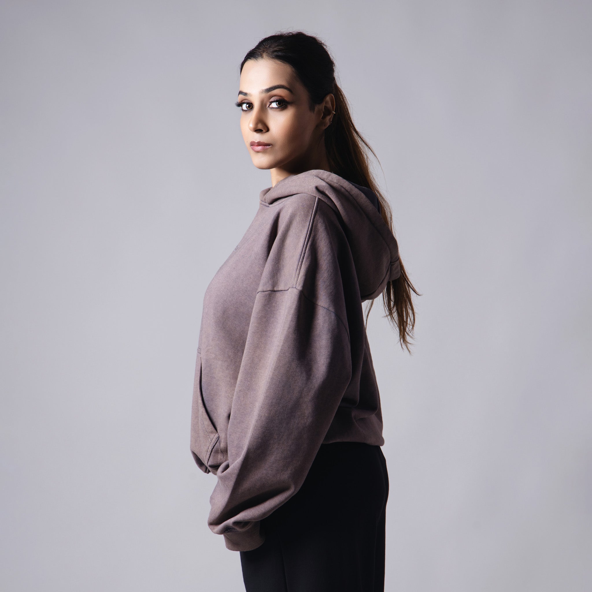 FOSSIL GREY ACID WASH HOODIE - Hophead