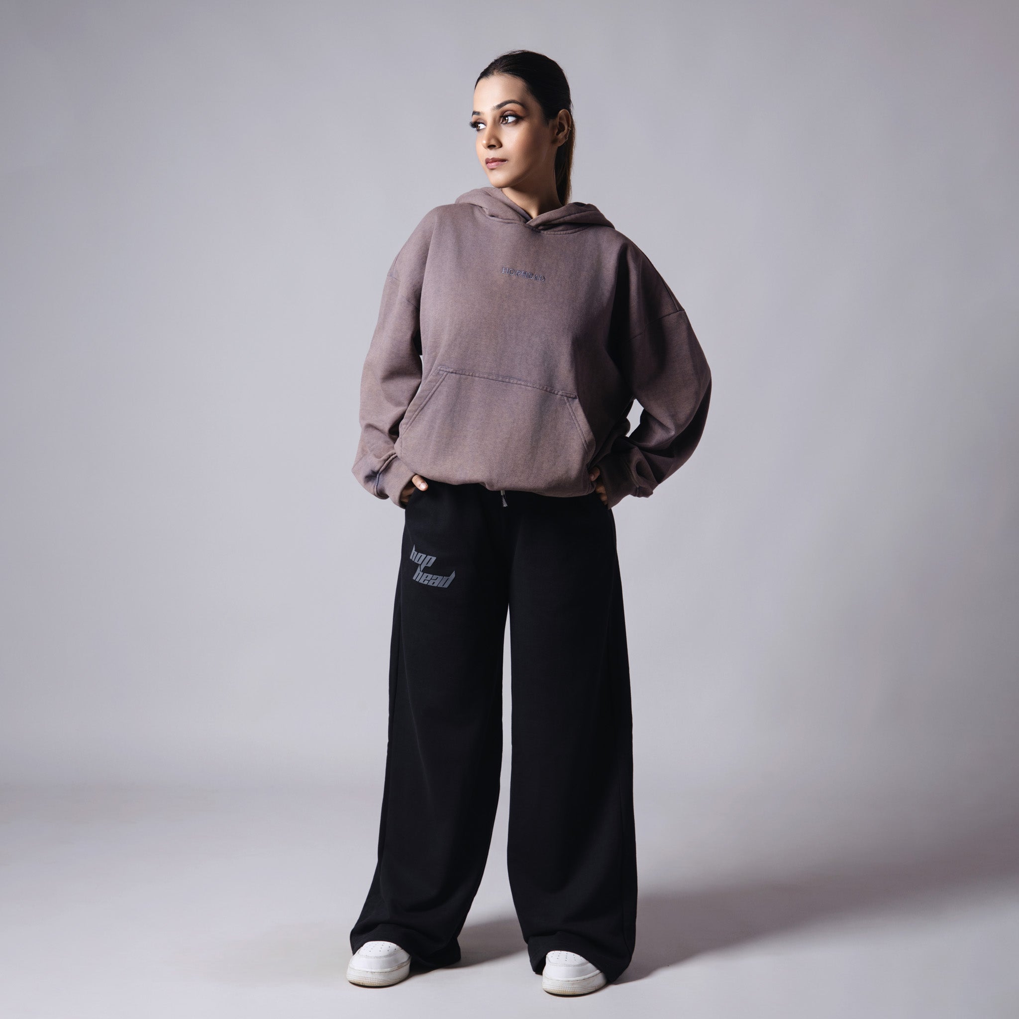 FOSSIL GREY ACID WASH HOODIE - Hophead