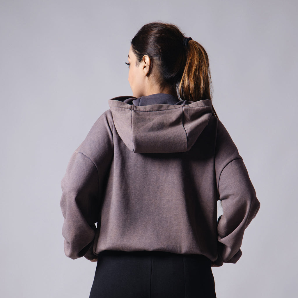 FOSSIL GREY ACID WASH HOODIE - Hophead