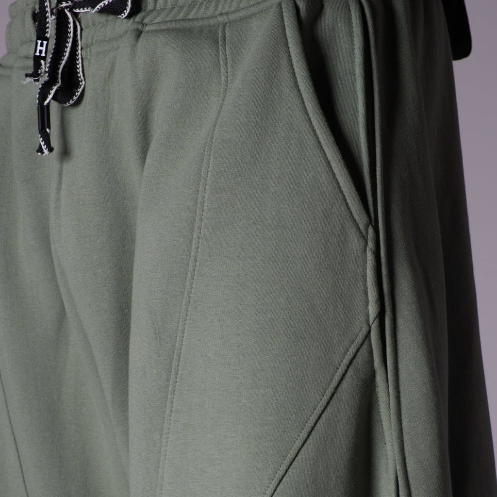 GREEN PANELLED FLEECE BAGGY SWEATPANTS - Hophead