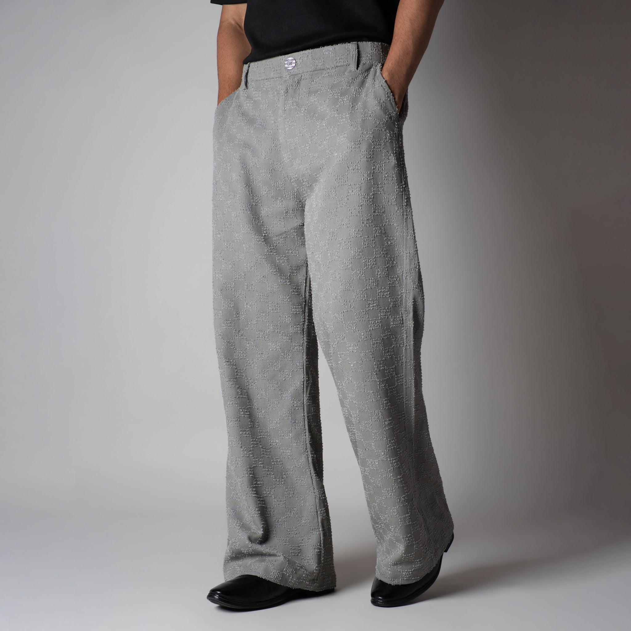 GREY CHECKERED ROOFING BOOT CUT DENIM - Hophead