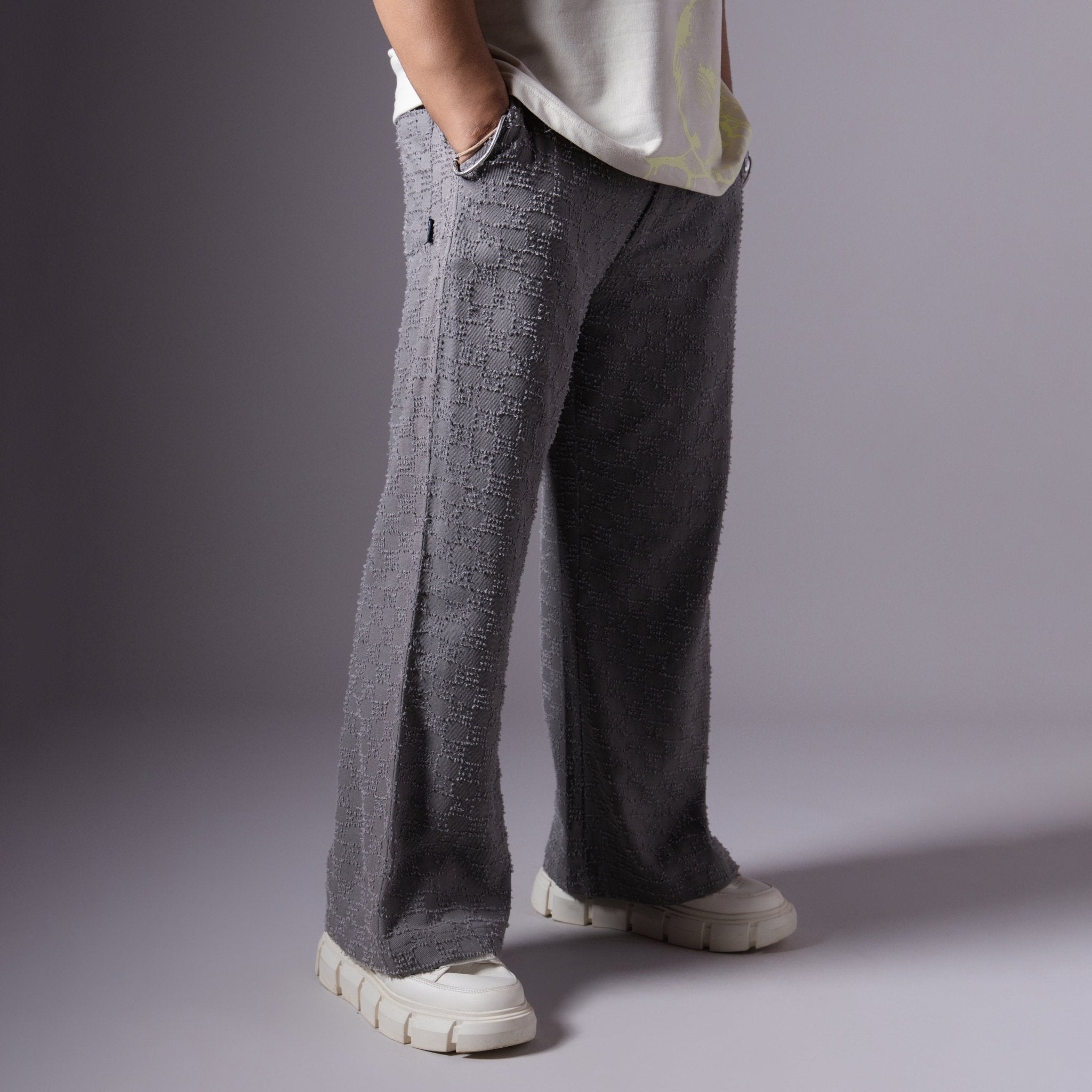 GREY CHECKERED ROOFING BOOT CUT DENIM - Hophead