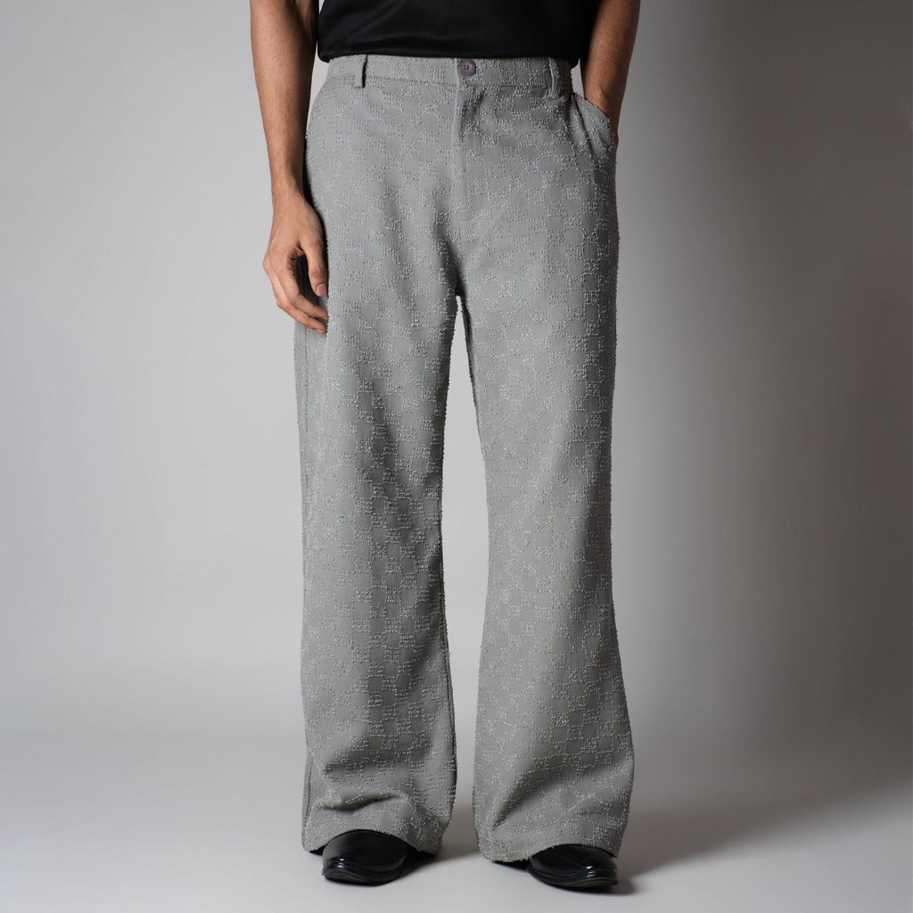 GREY CHECKERED ROOFING BOOT CUT DENIM - Hophead