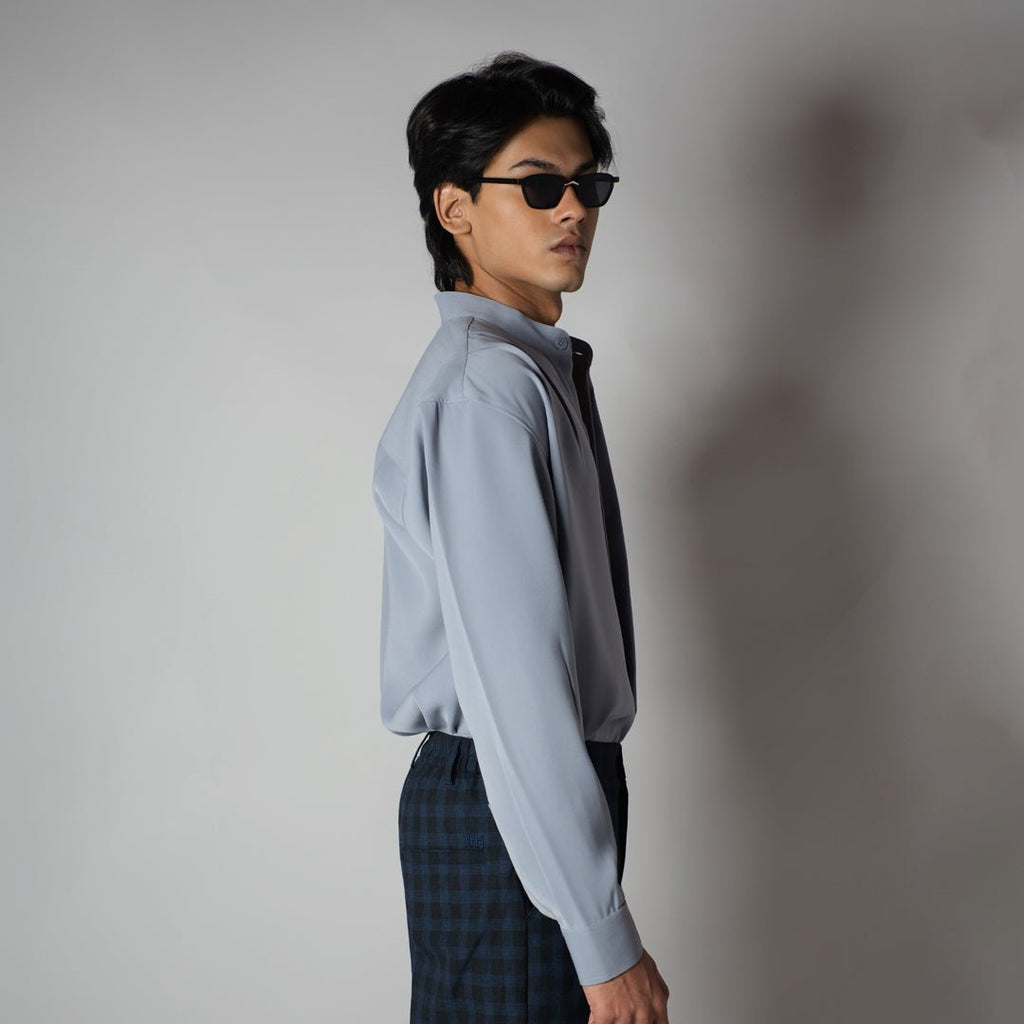 GREY CHINESE COLLAR SHIRT - Hophead
