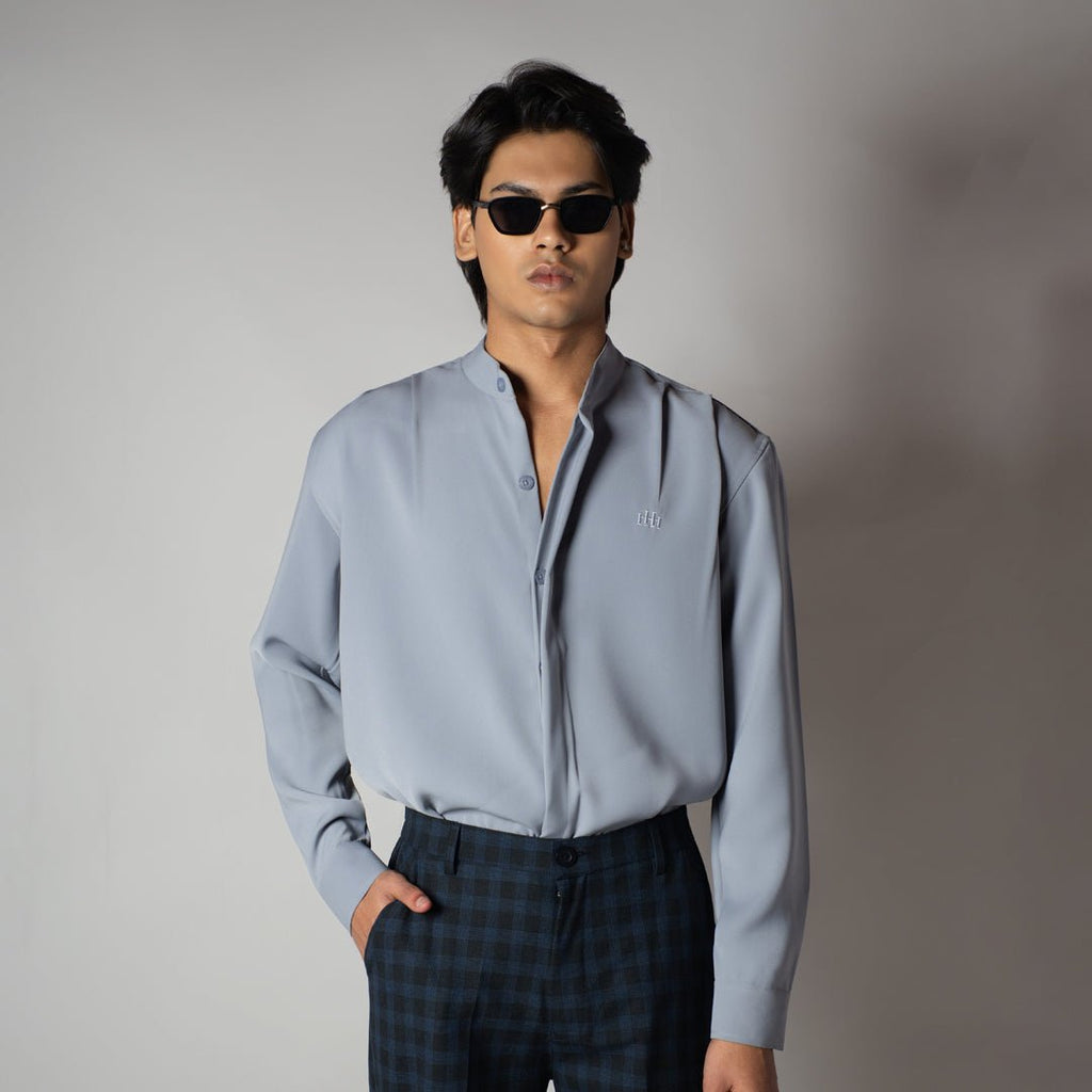 GREY CHINESE COLLAR SHIRT - Hophead
