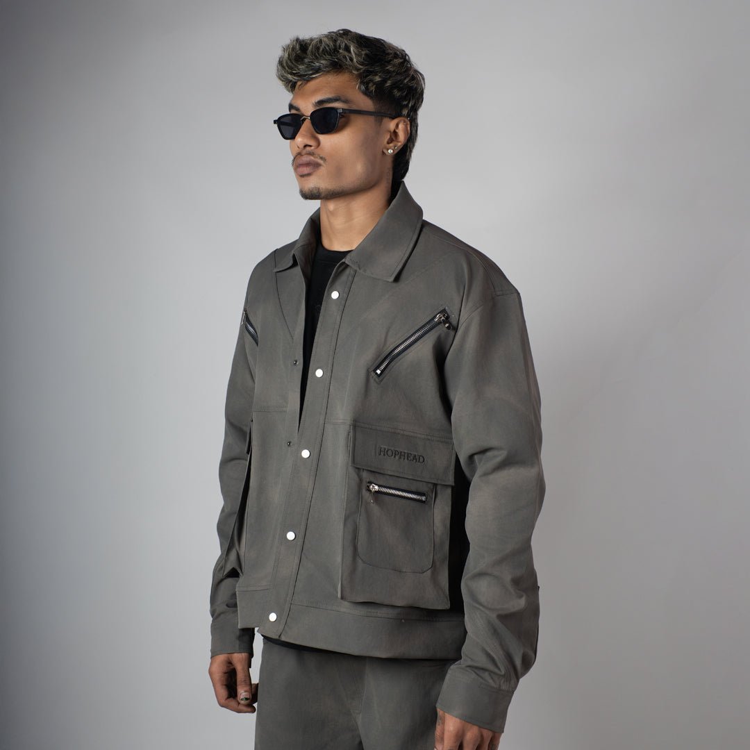 GREY CLOUDRIP POCKET JACKET - Hophead