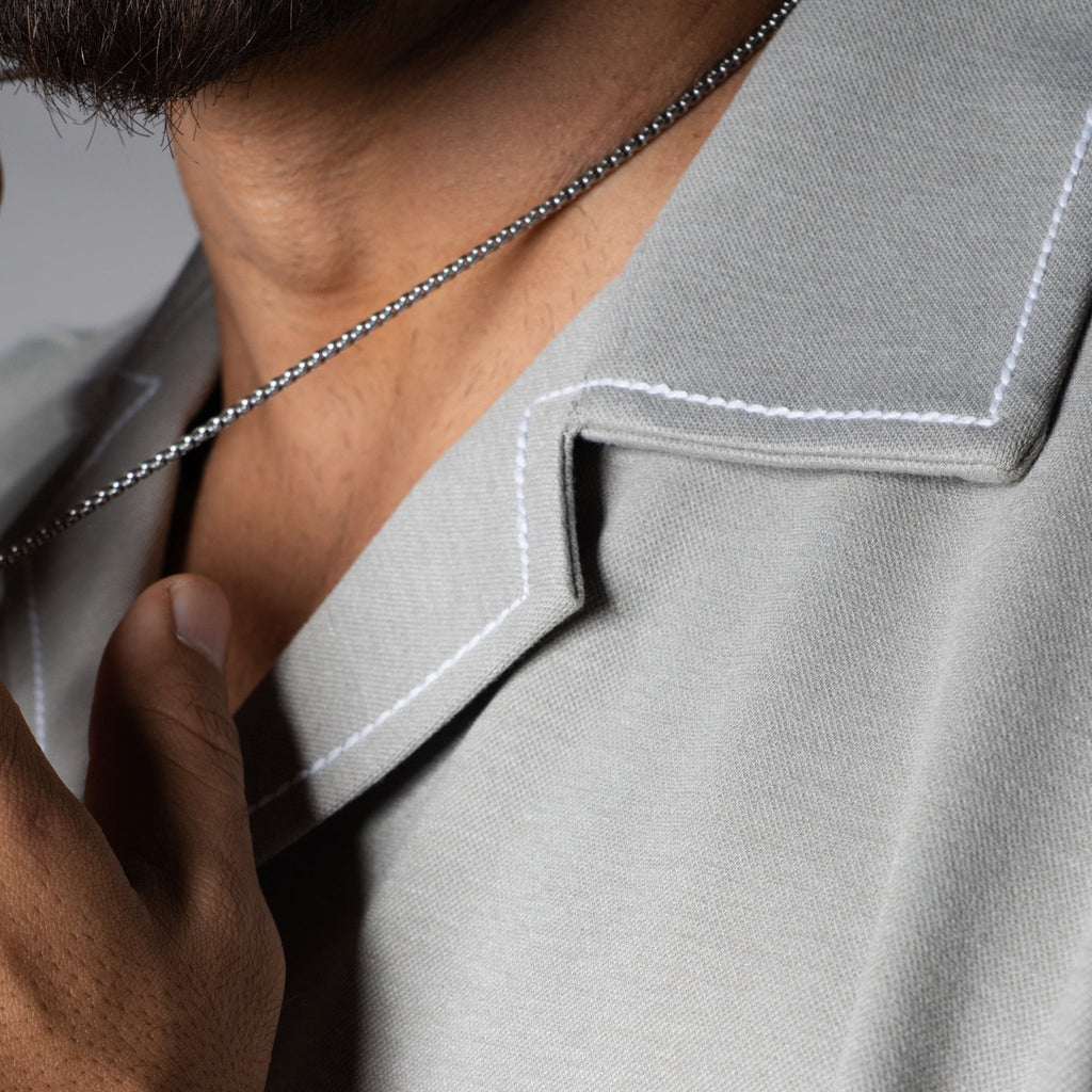 Grey Cuban Collar Shirt - Hophead
