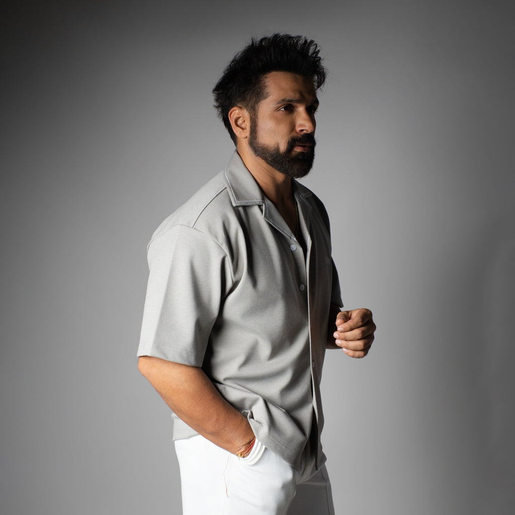 Grey Cuban Collar Shirt - Hophead