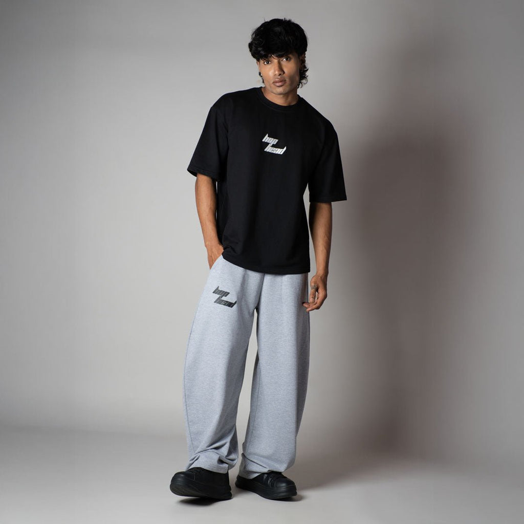 GREY MELANGE EXTREME BAGGY BASIC SWEATPANTS - Hophead