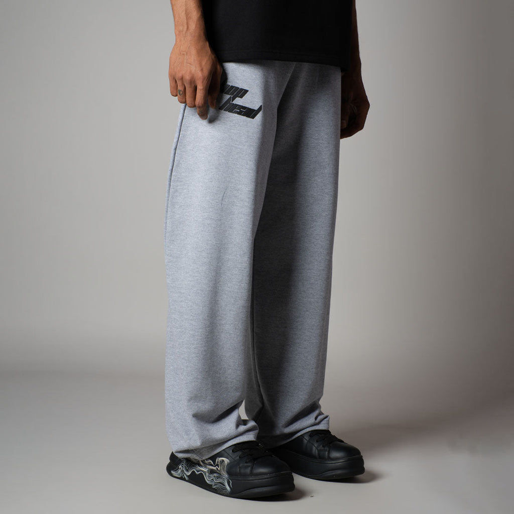 GREY MELANGE EXTREME BAGGY BASIC SWEATPANTS - Hophead