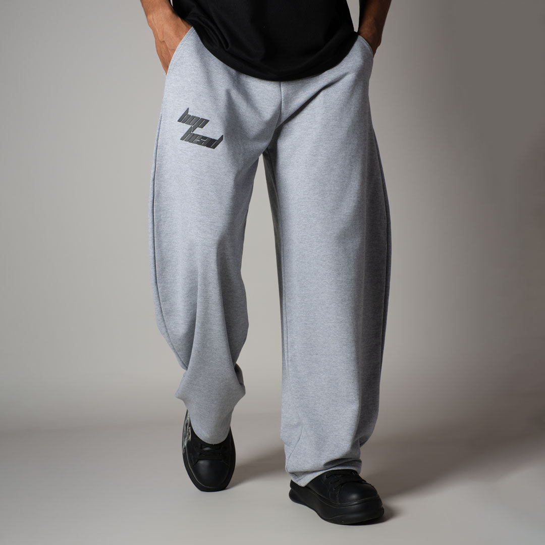 GREY MELANGE EXTREME BAGGY BASIC SWEATPANTS - Hophead