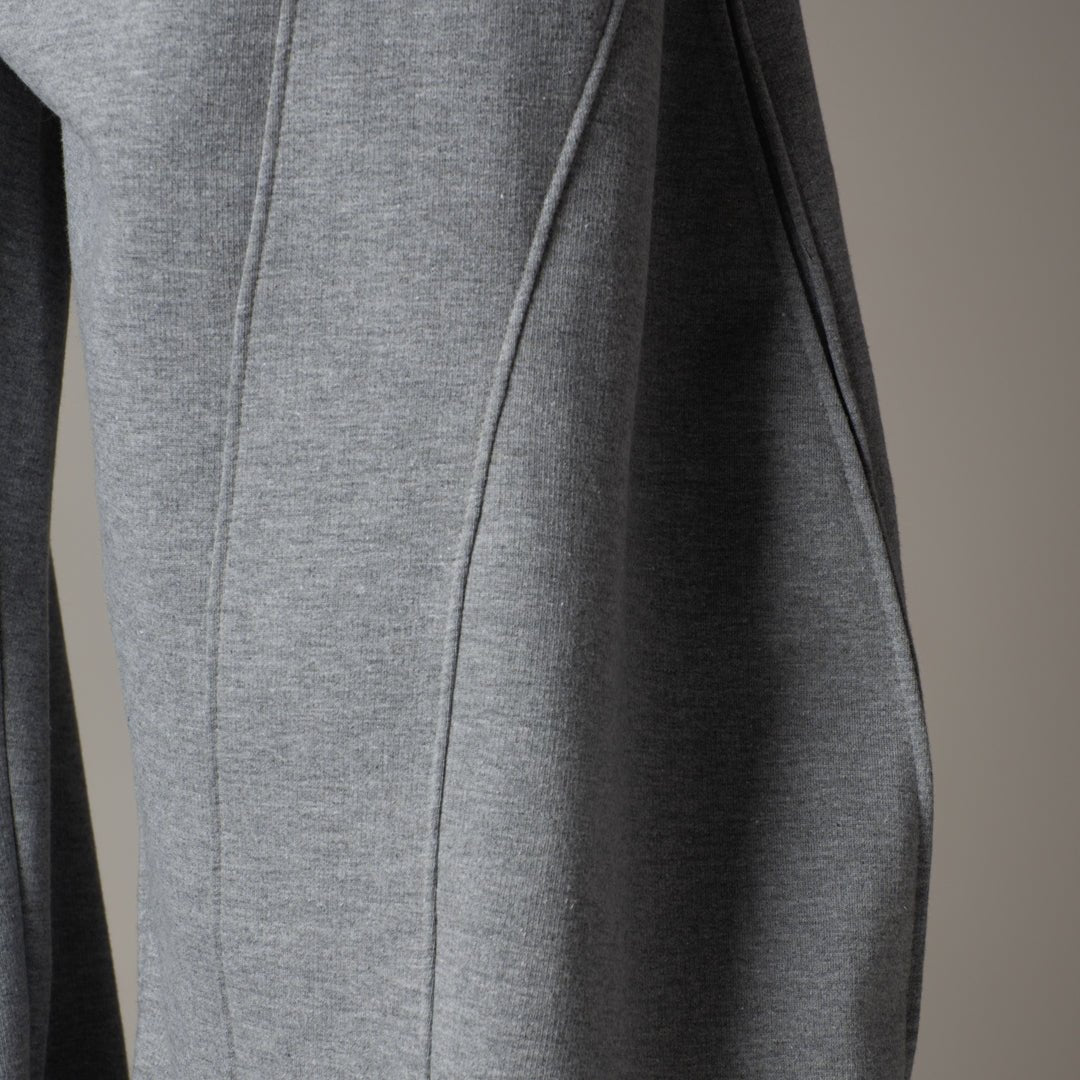 GREY MILANGE PANELLED FLEECE BAGGY SWEATPANTS - Hophead