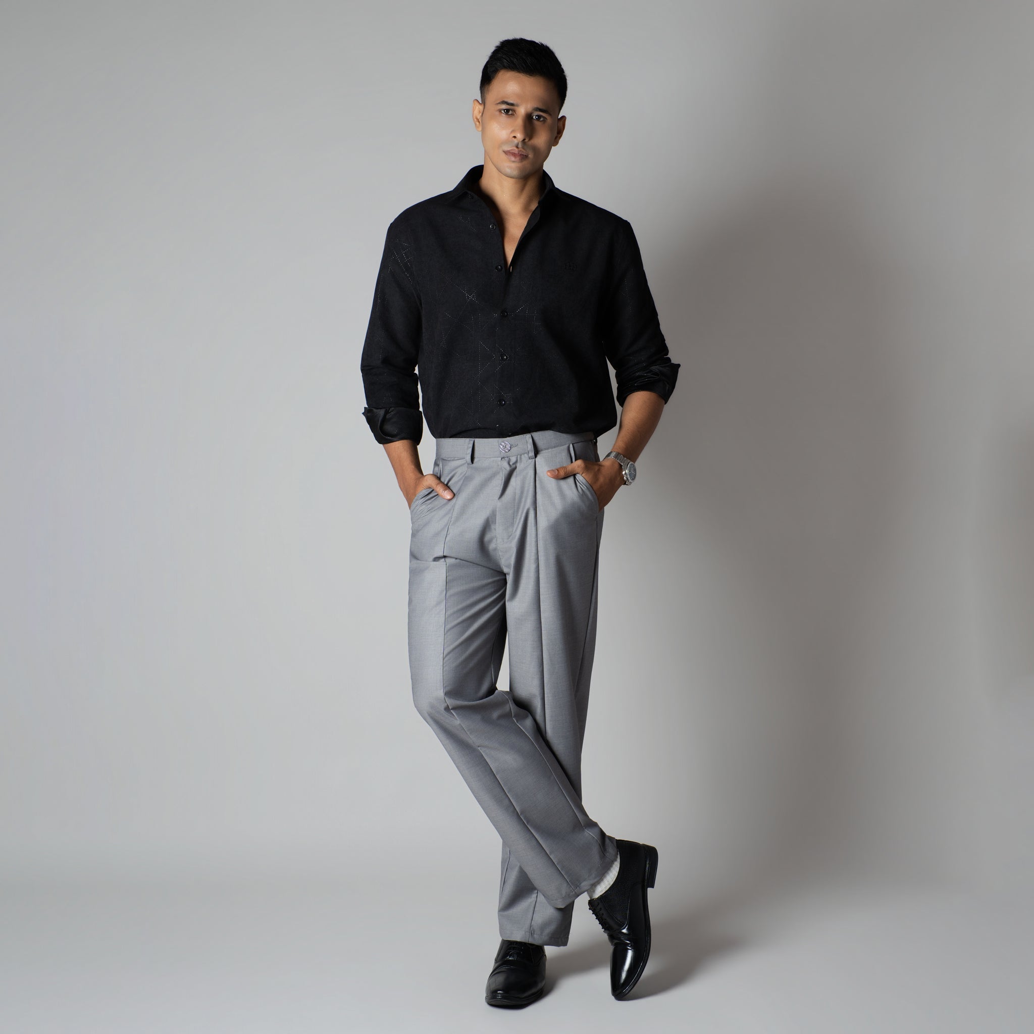 GREY MONO FIT TROUSER - Hophead