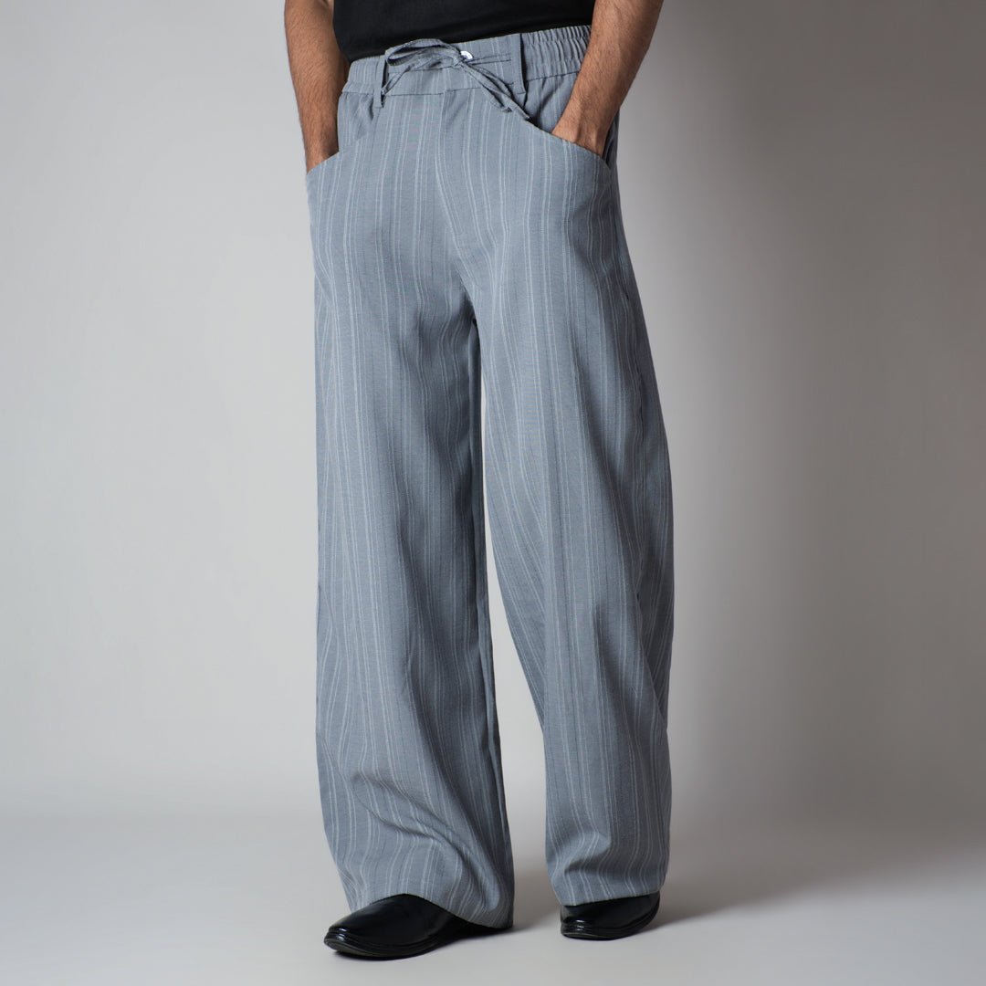 GREY PINSTRIPE WIDE PANTS - Hophead