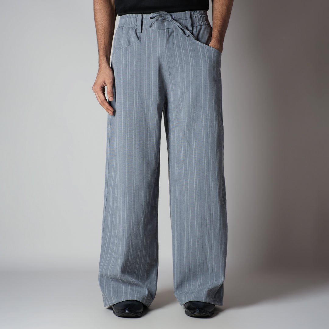 GREY PINSTRIPE WIDE PANTS - Hophead