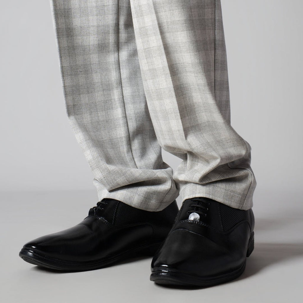 GREY PLAID REGULAR FIT TROUSER - Hophead
