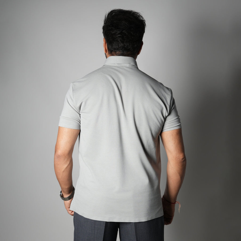 GREY SEAMLESS TEXTURED POLO - Hophead