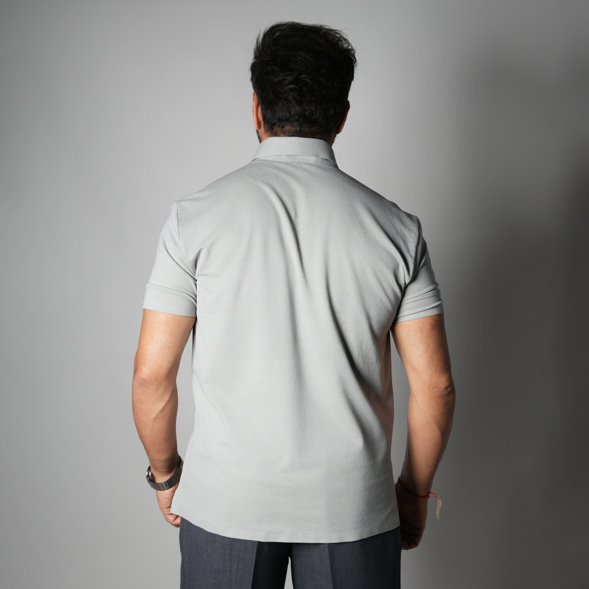 GREY SEAMLESS TEXTURED POLO - Hophead