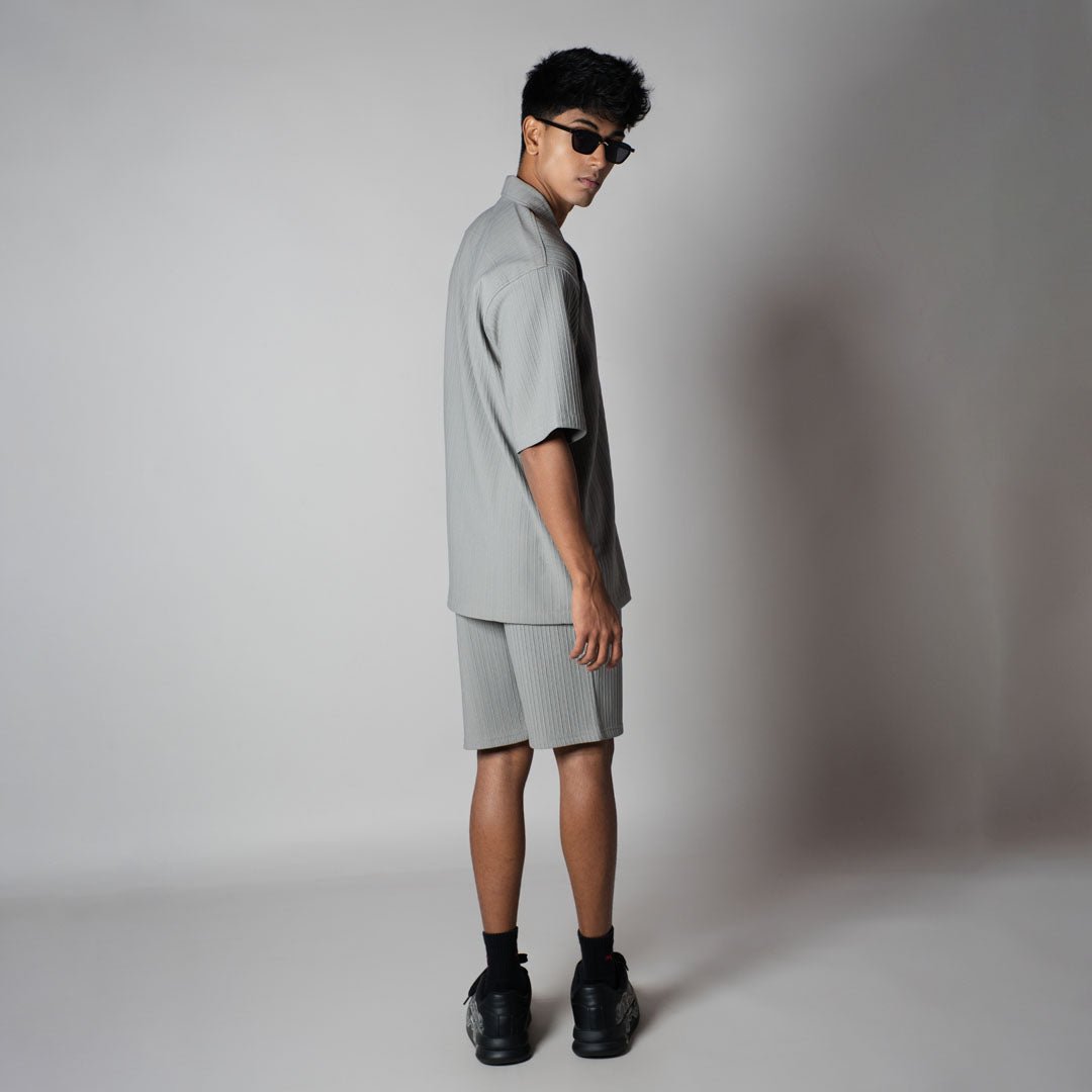 GREY STRIPPED TEXTURED CO - ORD SET - Hophead