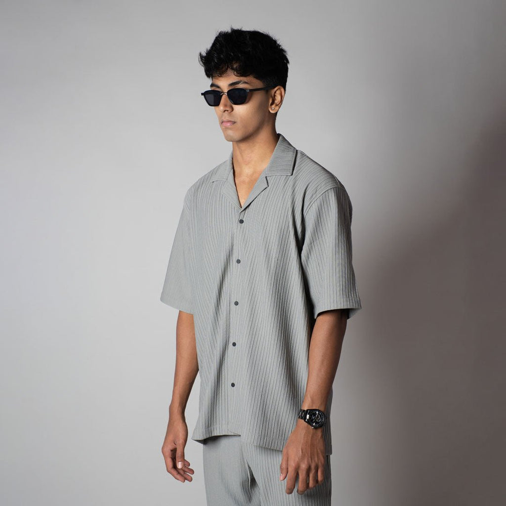 GREY STRIPPED TEXTURED CO - ORD SET - Hophead